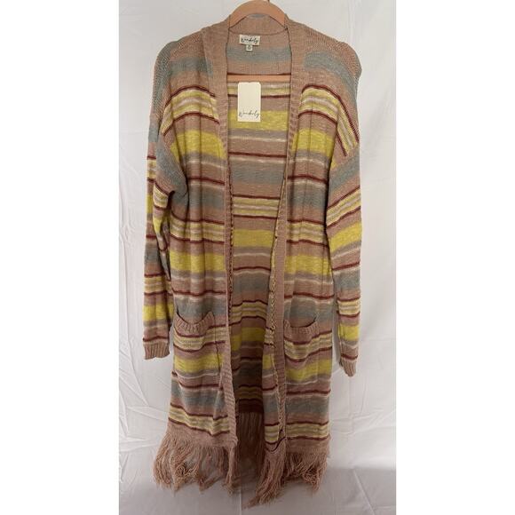 NEW Wonderly Womens Multi Color Long Cardigan Sweater Open Front Size XL Boho - Picture 4 of 7
